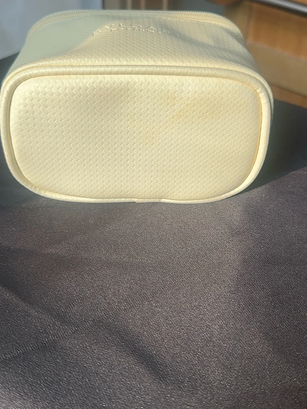 Bvlgari Parfums Light Yellow Cosmetic Train Case Makeup Travel Bag